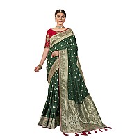 MANOHARI Banarasi Silk Woven Saree With Heavy Embroidery Blouse PieceMn1902 Women Green