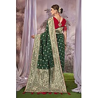 MANOHARI Banarasi Silk Woven Saree With Heavy Embroidery Blouse PieceMn1902 Women Green