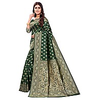 Sugathari Womens Banarasi Saree Pure Kanjivaram Silk Saree Soft new ladies 2023 Design Wear Pattu Sarees Latest Cotton Party Sari collections With Blouse Piece for Wedding sadi (PARI S-1 GREEN)