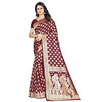 Sugathari Womens Banarasi Saree Pure Kanjivaram Silk Saree Soft new ladies 2023 Design Wear Pattu Sarees Latest Cotton Party Sari collections With Blouse Piece for Wedding sadi (PARI 72 MAROON)