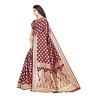 Sugathari Womens Banarasi Saree Pure Kanjivaram Silk Saree Soft new ladies 2023 Design Wear Pattu Sarees Latest Cotton Party Sari collections With Blouse Piece for Wedding sadi (PARI 72 MAROON)