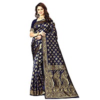 Sugathari Womens Banarasi Saree Pure Kanjivaram Silk Saree Soft new ladies 2023 Design Wear Pattu Sarees Latest Cotton Party Sari collections With Blouse Piece for Wedding sadi (PARI 72 N BLUE)