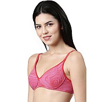 Enamor Womens Cotton Wire Free Casual Tshirt Bra A039Red Swrill Print