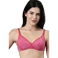 Enamor Womens Cotton Wire Free Casual Tshirt Bra A039Red Swrill Print