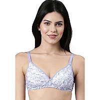 Enamor Womens Cotton Wire Free Casual Tshirt Bra A039Lilac Marble Print