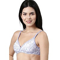 Enamor Womens Cotton Wire Free Casual Tshirt Bra A039Lilac Marble Print