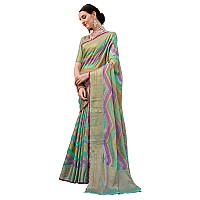 EthnicJunction Womens Blue Silk Blend Woven Saree With Blouse Piece