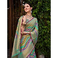 EthnicJunction Womens Blue Silk Blend Woven Saree With Blouse Piece