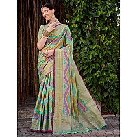 EthnicJunction Womens Blue Silk Blend Woven Saree With Blouse Piece