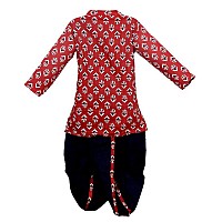 Zingle Boys Kids Ethnic Traditonal Design Pure Cotton Dhoti Kurta Setfull Sleeves Dhoti Dress Set For Casualfestivaloccasiona