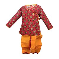 Zingle Boys Kids Ethnic Traditonal Design Pure Cotton Dhoti Kurta Setfull Sleeves Dhoti Dress Set For Casualfestivaloccasiona