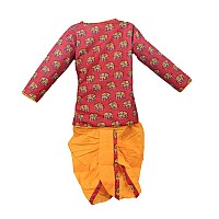 Zingle Boys Kids Ethnic Traditonal Design Pure Cotton Dhoti Kurta Setfull Sleeves Dhoti Dress Set For Casualfestivaloccasiona