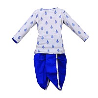 Zingle Boys Kids Ethnic Traditonal Design Pure Cotton Dhoti Kurta Setfull Sleeves Dhoti Dress Set For Casualfestivaloccasiona