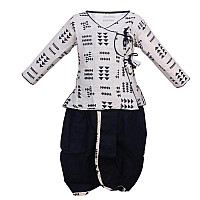 Zingle Boys Kids Ethnic Traditonal Design Pure Cotton Dhoti Kurta Setfull Sleeves Dhoti Dress Set For Casualfestivaloccasiona