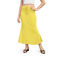 WOO THING Lycra Fishcut Saree Shapewear Stretchable Petticoat for Women Shapewear Dress for Saree (L, Yellow)