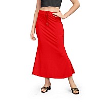 WOO THING Lycra Fishcut Saree Shapewear Stretchable Petticoat for Women Shapewear Dress for Saree (M, Red)