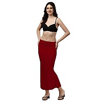 WOO THING Lycra Fishcut Saree Shapewear Stretchable Petticoat for Women Shapewear Dress for Saree (XL, Maroon)