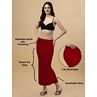 WOO THING Lycra Fishcut Saree Shapewear Stretchable Petticoat for Women Shapewear Dress for Saree (XL, Maroon)