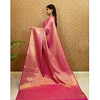 Yashika Womens Trendy Cotton Silk Pink Color Saree with Blouse MaterialTAARU PINK