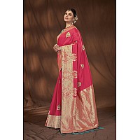 MANOHARI Banarasi Silk Woven Saree With Heavy Embroidery Blouse PieceMn1886 Women Pink