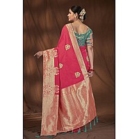 MANOHARI Banarasi Silk Woven Saree With Heavy Embroidery Blouse PieceMn1886 Women Pink