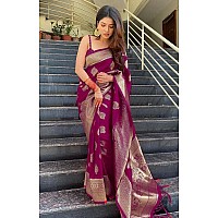 Yashika Womens Trendy Banarasi Kanjivaram Purple Color Saree with Blouse MaterialAZYSP1SAKINA PURPLE