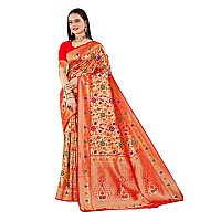 Jaanvi fashion Womens Silk With Zari Work Saree With Blouse Piecerosepaithanired