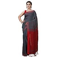 T.J. SAREES Khadi Cotton Fish Motive Sarees for Women Traditional Bengali Sarees for Women Authentic Handloom Sarees for Women, Elegant Indian Wear (Sea Green, Pack Of 1)