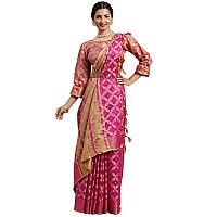 SIRIL Womens Jacquard Cotton Silk Saree with Unstitched Blouse Piece 1415S151Pink