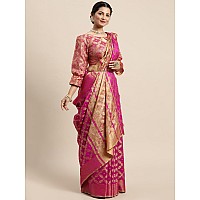 SIRIL Womens Jacquard Cotton Silk Saree with Unstitched Blouse Piece 1415S151Pink