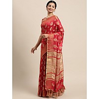 SIRIL Womens Jacquard Cotton Silk Saree with Unstitched Blouse Piece 2497S3015Red