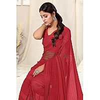 MIRCHI FASHION Womens Georgette Solid Saree with Blouse Piece 40172Red