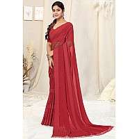 MIRCHI FASHION Womens Georgette Solid Saree with Blouse Piece 40172Red