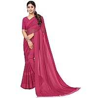 MIRCHI FASHION Womens Georgette Solid Saree with Blouse Piece 40175Pink