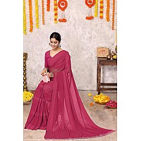 MIRCHI FASHION Womens Georgette Solid Saree with Blouse Piece 40175Pink