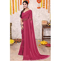 MIRCHI FASHION Womens Georgette Solid Saree with Blouse Piece 40175Pink