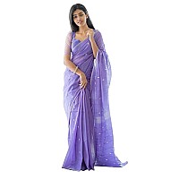 C J Enterprise Womens Banarasi Pure Kanjivaram Silk Linen Cotton Saree for Wedding Soft Design Wear Kanchipuram Pattu Sarees Latest Sari With Blouse Piece sadi new ladies 2023 Party 2024 (Lavendor)