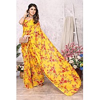 Yashika Womens Trendy Printed Georgette Yellow Color Saree with Blouse MaterialAZYSP1KHUSHALI YELLOW