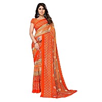 Yashika Womens Trendy Printed Georgette Orange Color Saree with Blouse MaterialAZYSP1MANARA ORANGE