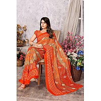 Yashika Womens Trendy Printed Georgette Orange Color Saree with Blouse MaterialAZYSP1MANARA ORANGE