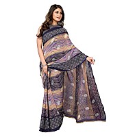 Yashika Womens Trendy Printed Georgette Navy Color Saree with Blouse MaterialAZYSP1MANARA NAVY