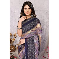 Yashika Womens Trendy Printed Georgette Navy Color Saree with Blouse MaterialAZYSP1MANARA NAVY