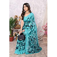 Yashika Womens Trendy Printed Georgette Sky Blue Color Saree with Blouse MaterialAZYSP1SANIYA SKY BLUE