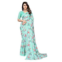 Yashika Womens Trendy Printed Georgette Green Color Saree with Blouse MaterialAZYSP1BHARATI GREEN