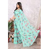 Yashika Womens Trendy Printed Georgette Green Color Saree with Blouse MaterialAZYSP1BHARATI GREEN