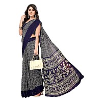 Yashika Womens Trendy Printed Georgette Navy Color Saree with Blouse MaterialAZYSP1USHA NAVY