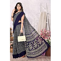 Yashika Womens Trendy Printed Georgette Navy Color Saree with Blouse MaterialAZYSP1USHA NAVY