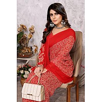 Yashika Womens Trendy Printed Georgette Red Color Saree with Blouse MaterialAZYSP1USHA RED