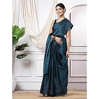 Satrani Womens Silk Blend Saree 3111S413NTeal Blue