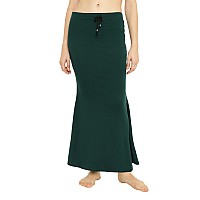 Sugathari Womens Dark Green Micro Fiber Solid Saree Shapewear for Women AVA FISHCUT Bottle Green M